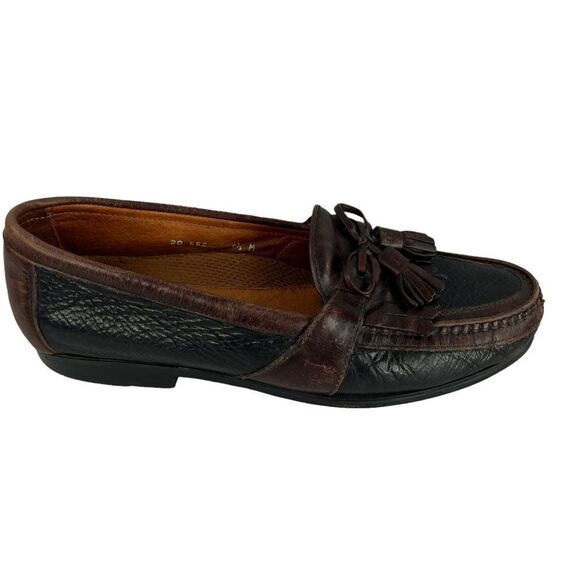 Johnston & Murphy Passport 2 Tone Black/Brown Leather Loafers w Tassels Size 9.5 main image 10